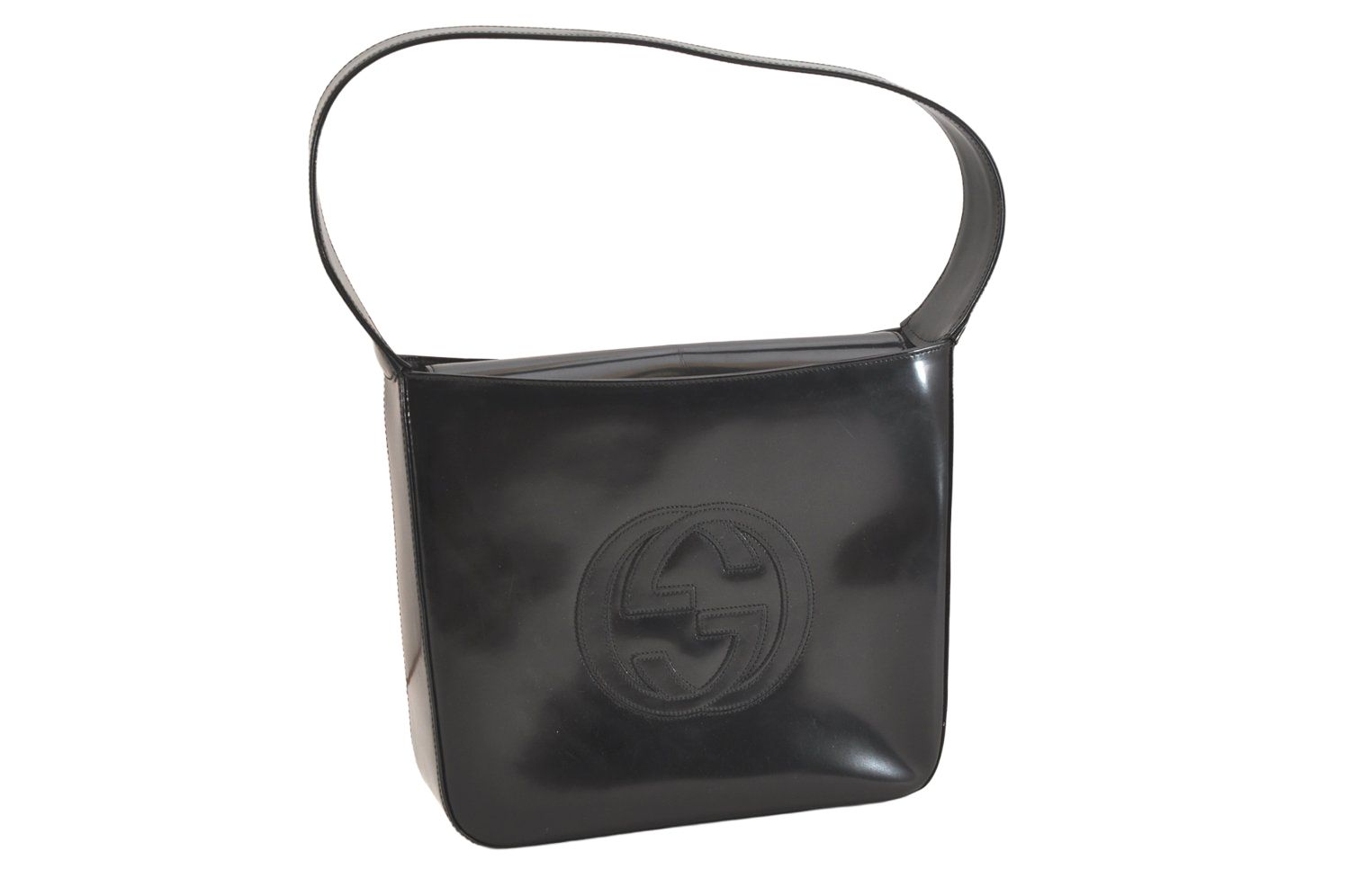 GUCCI グッチ ヴィンテージ ショルダーハンドバッグ 財布 エナメル ブラック 4033 N