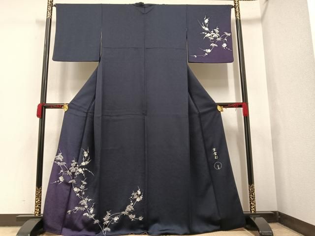 平和屋着物●金彩友禅　卓越技能者・名工・和田光正監修　訪問着　松竹梅　暈し染め　銀彩　正絹　逸品　AAAW1862ph 平和屋着物○金彩友禅 卓越技能者・名工・和田光正監修 訪問着 松竹梅