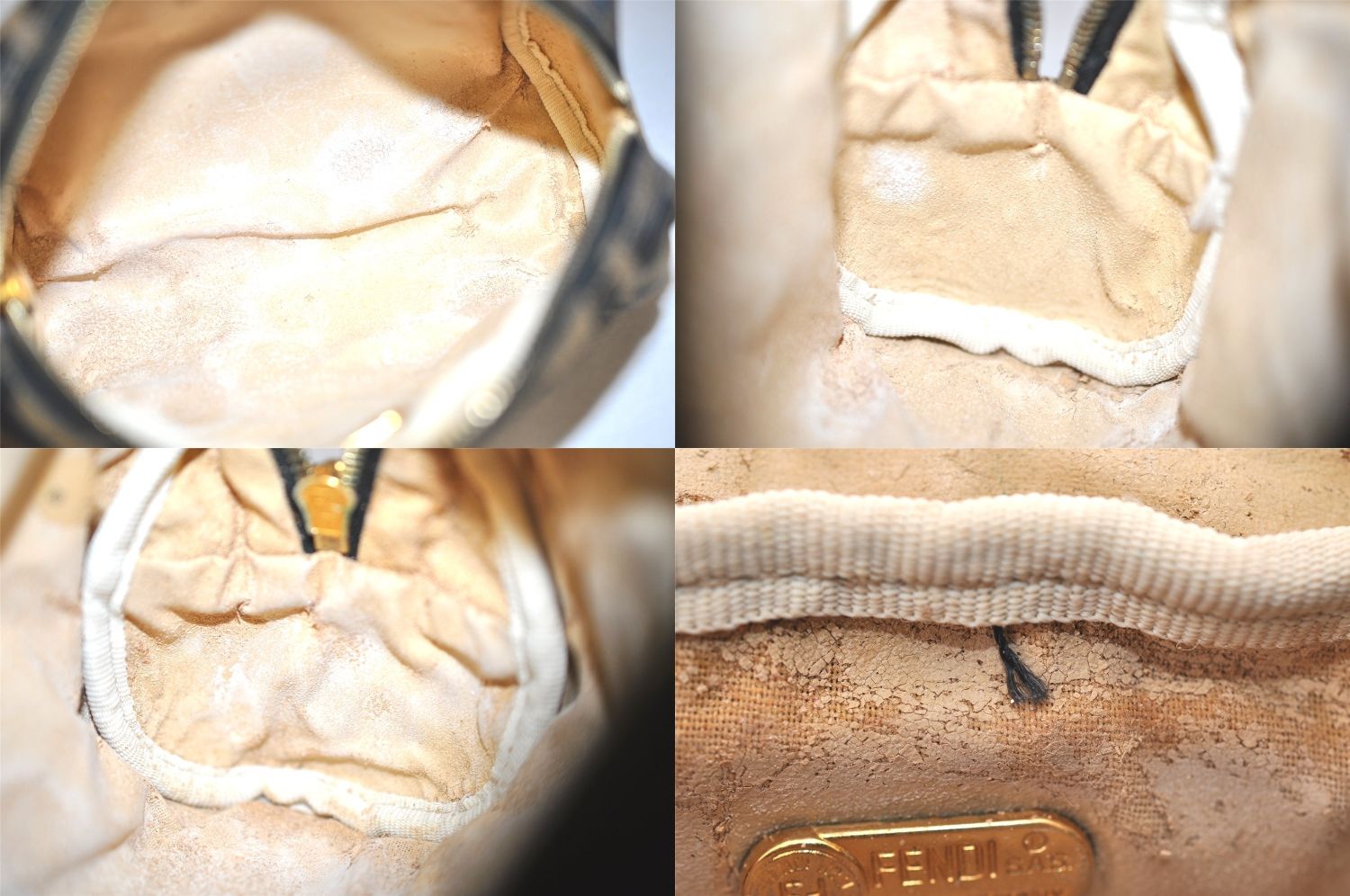 FENDI フェンディ ズッカ柄 ヴィンテージ ポーチ 財布 キャンバス レザー ブラウン ジャンク 4038N DECORATOM_COM_BR