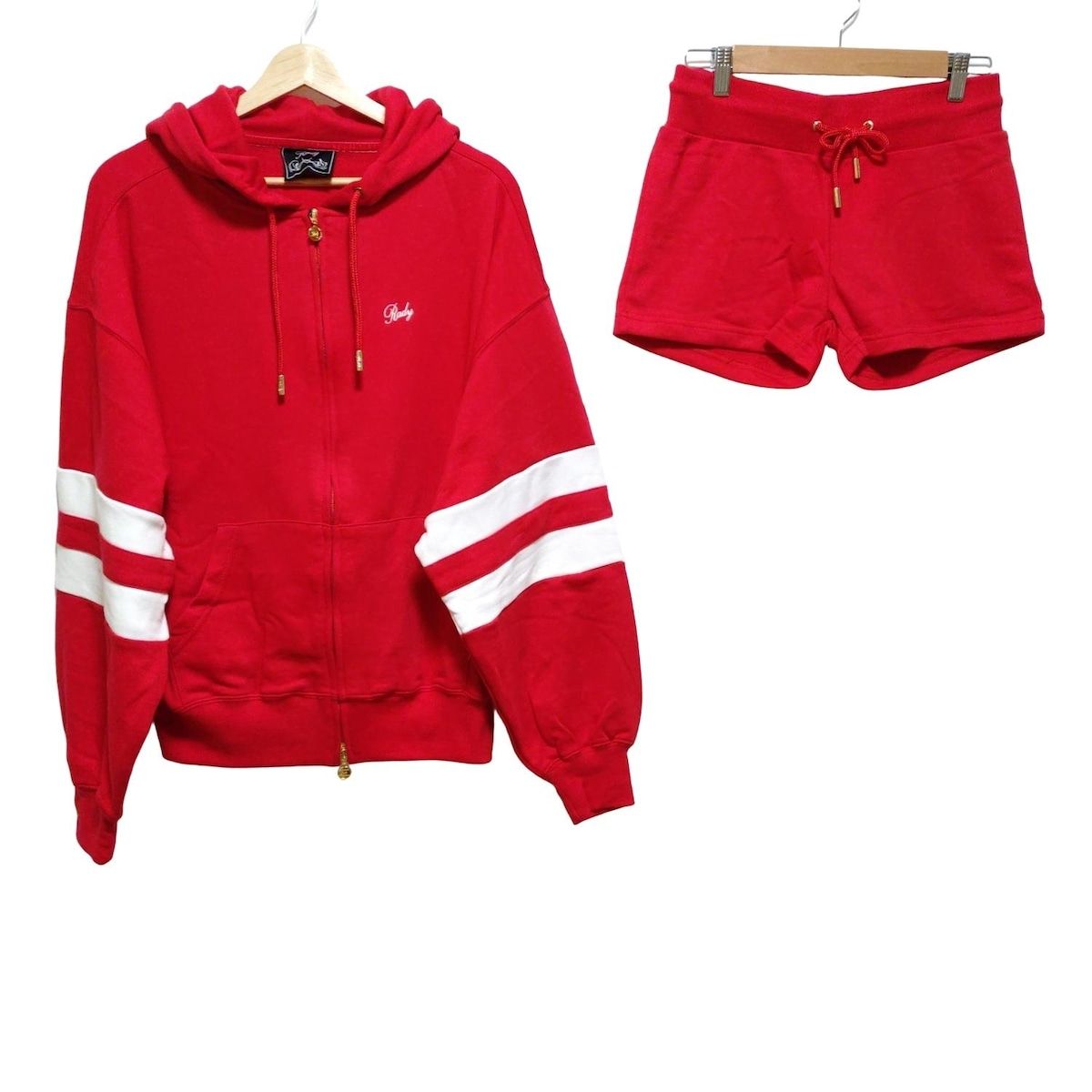 Rady レディ レディースパンツセットアップ レディース - レッド×白 ウエストゴム|ジップアップ
