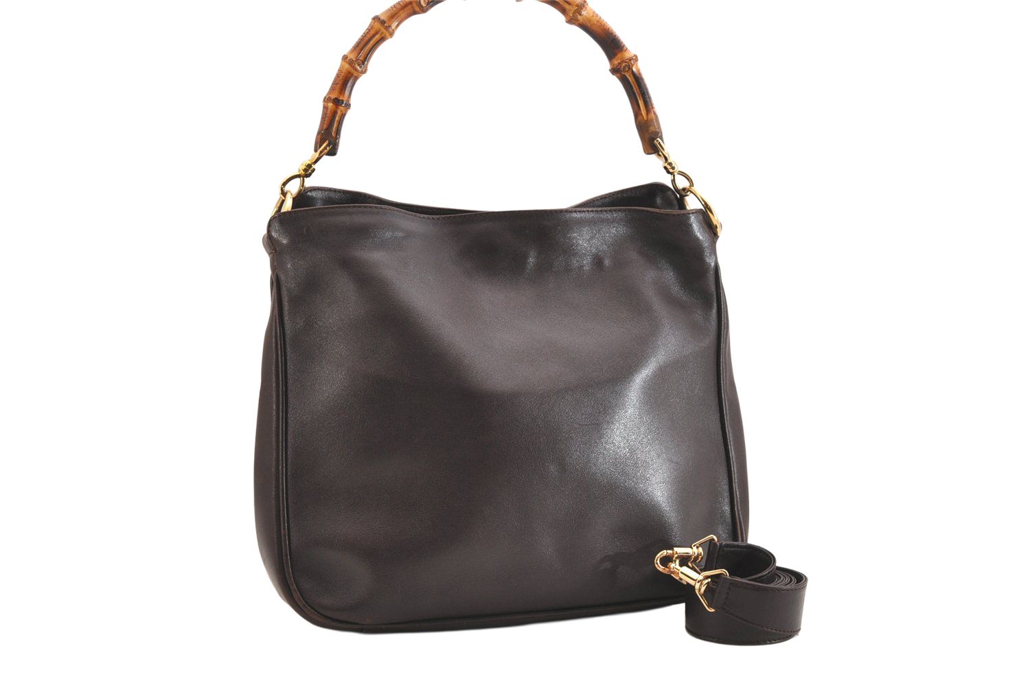 GUCCI グッチ バンブー 2Way ショルダーハンドバッグ 財布 レザー ブラウン ジャンク 4044N