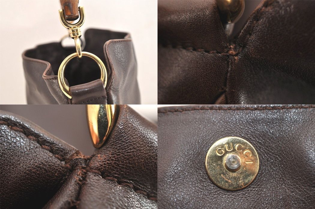 GUCCI グッチ バンブー 2Way ショルダーハンドバッグ 財布 レザー ブラウン ジャンク 4044N DECORATOM_COM_BR