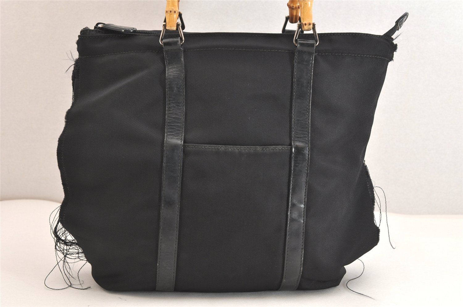 GUCCI グッチ バンブー トート ハンドバッグ 財布 ナイロン レザー ブラック ジャンク 4047N