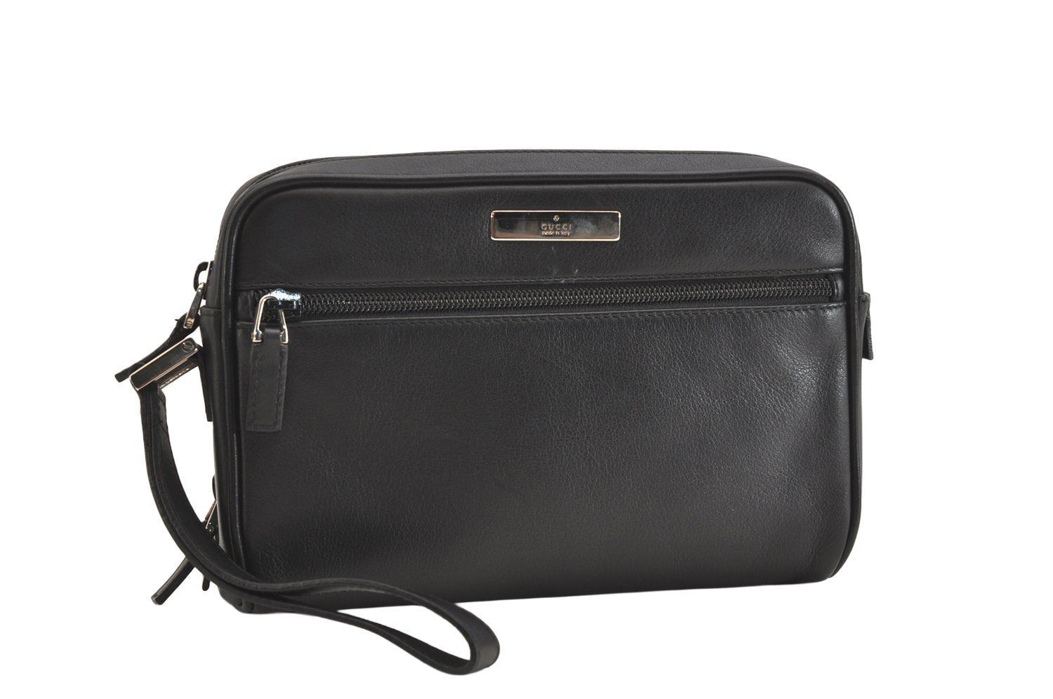 GUCCI グッチ ヴィンテージ クラッチハンドバッグ 財布 レザー 0181607 ブラック 4048N