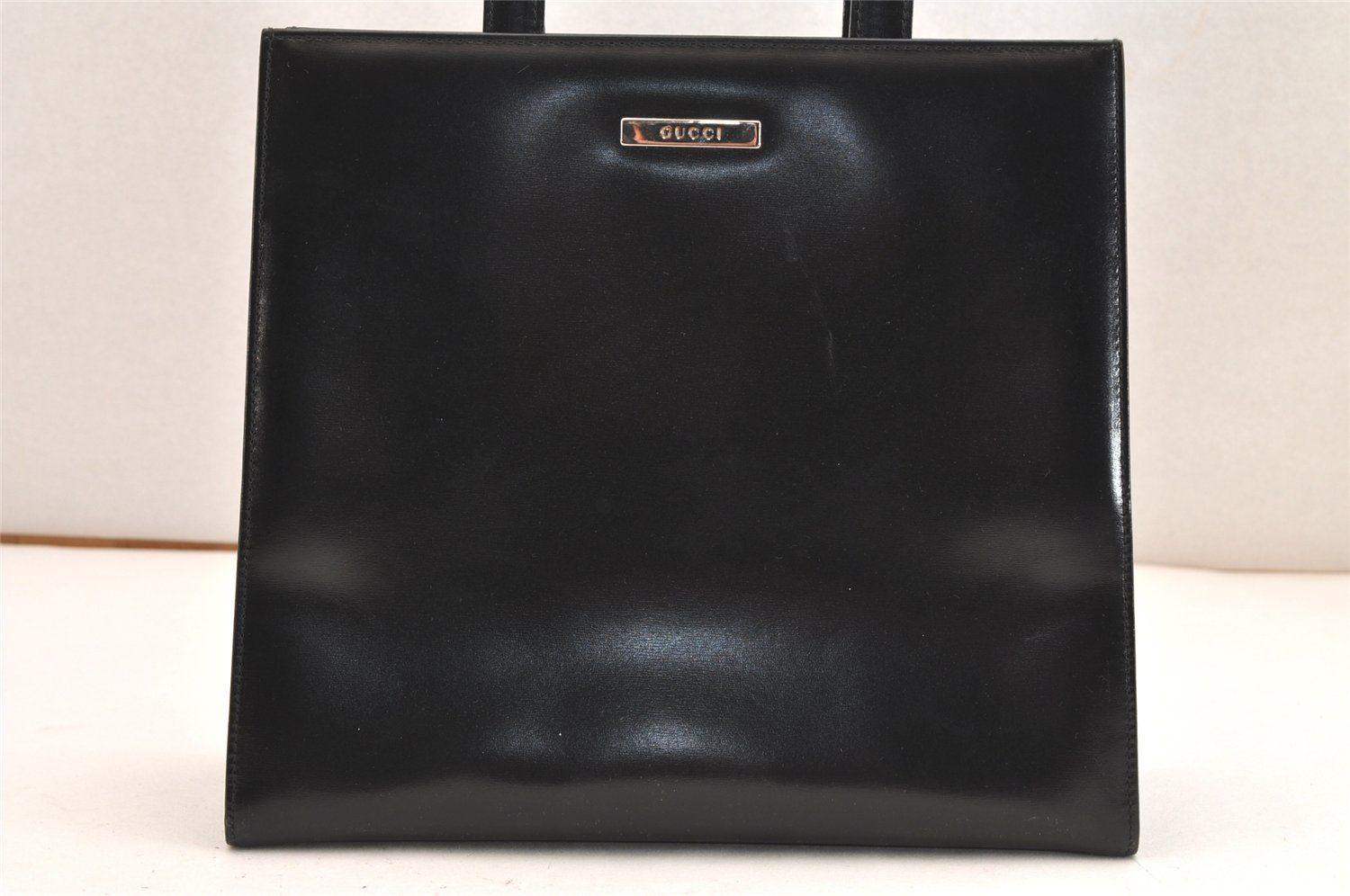 GUCCI グッチ ヴィンテージ ツーインワン ハンドバッグ ビニール レザー クリア ブラック ジャンク 4055N