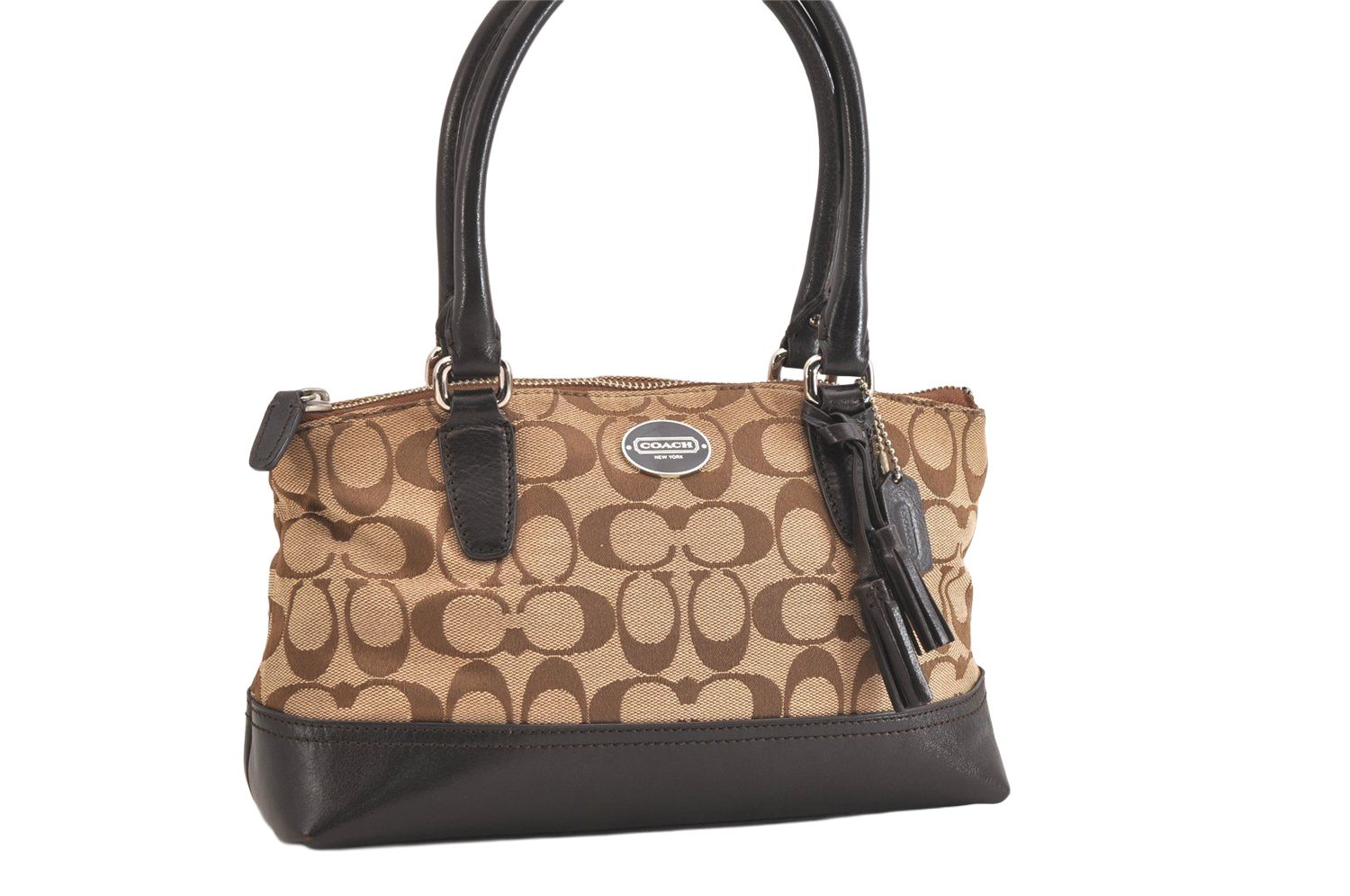 COACH コーチ ヴィンテージ シグネチャー ハンドバッグ 財布 キャンバス レザー ブラウン 4060N