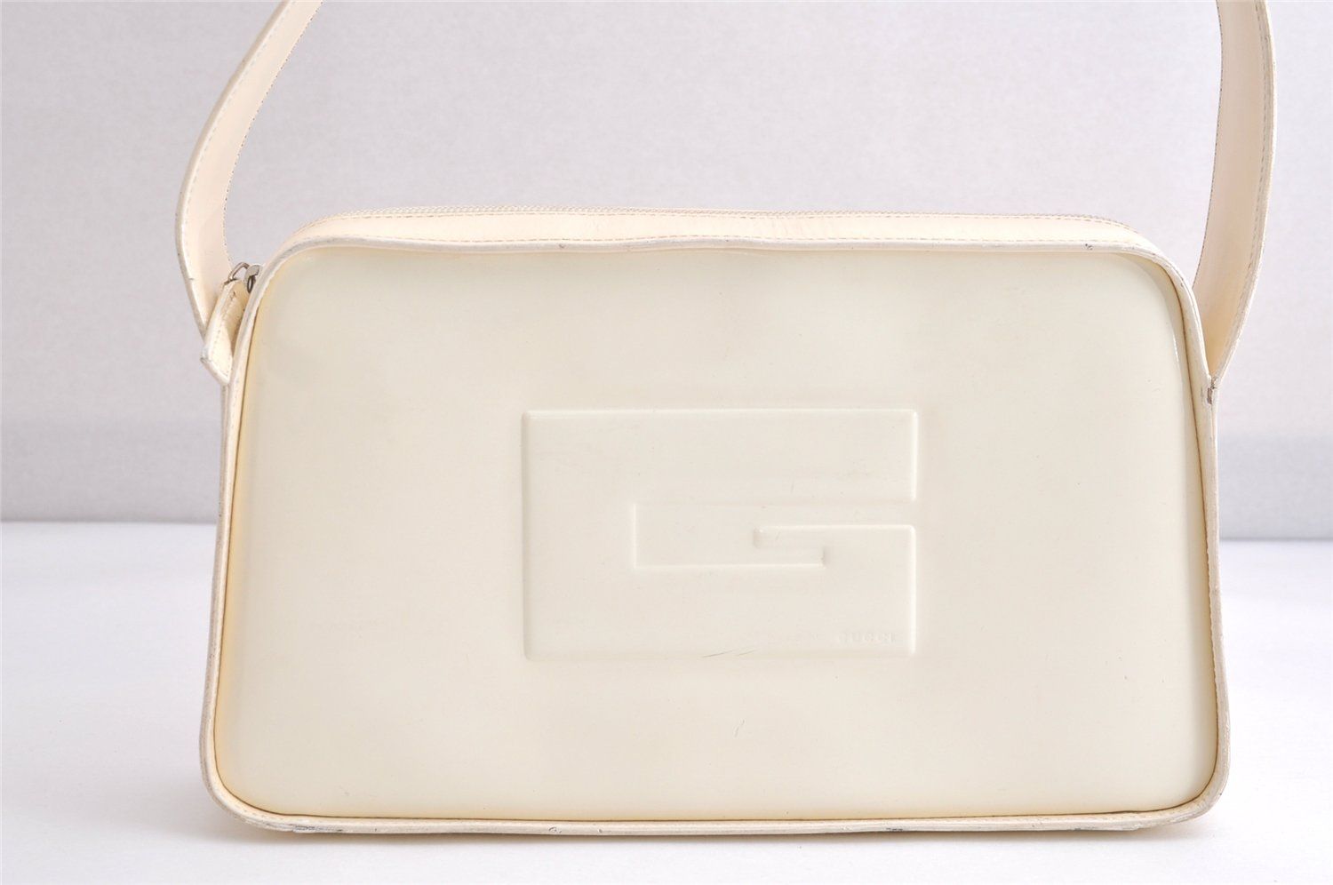 GUCCI グッチ ヴィンテージ ショルダーハンドバッグ 財布 エナメル 0013031 ホワイト ジャンク 4079N