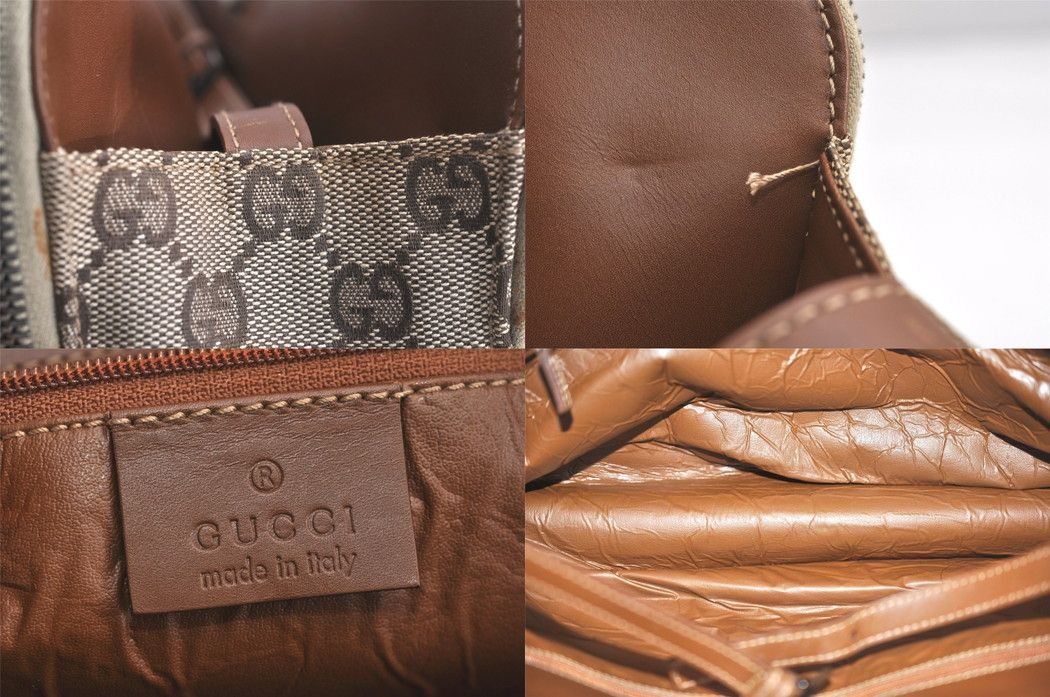 GUCCI グッチ ウェブ シェリーライン ショルダーハンドバッグ GGキャンバス レザー ブラウン 4084N DECORATOM_COM_BR