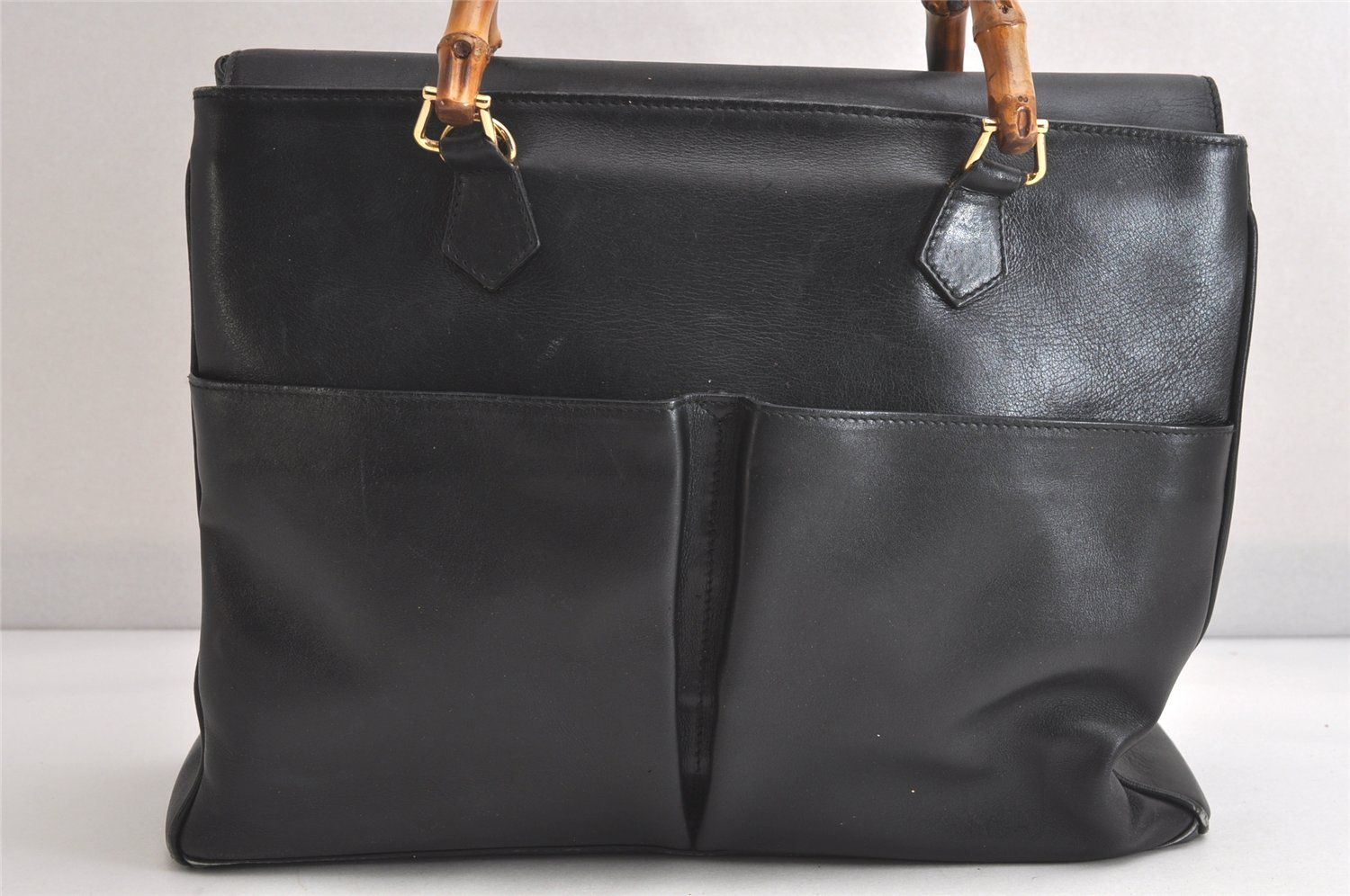 GUCCI グッチ バンブー ヴィンテージ 2Way ショルダーハンドバッグ レザー ブラック ジャンク 4087N