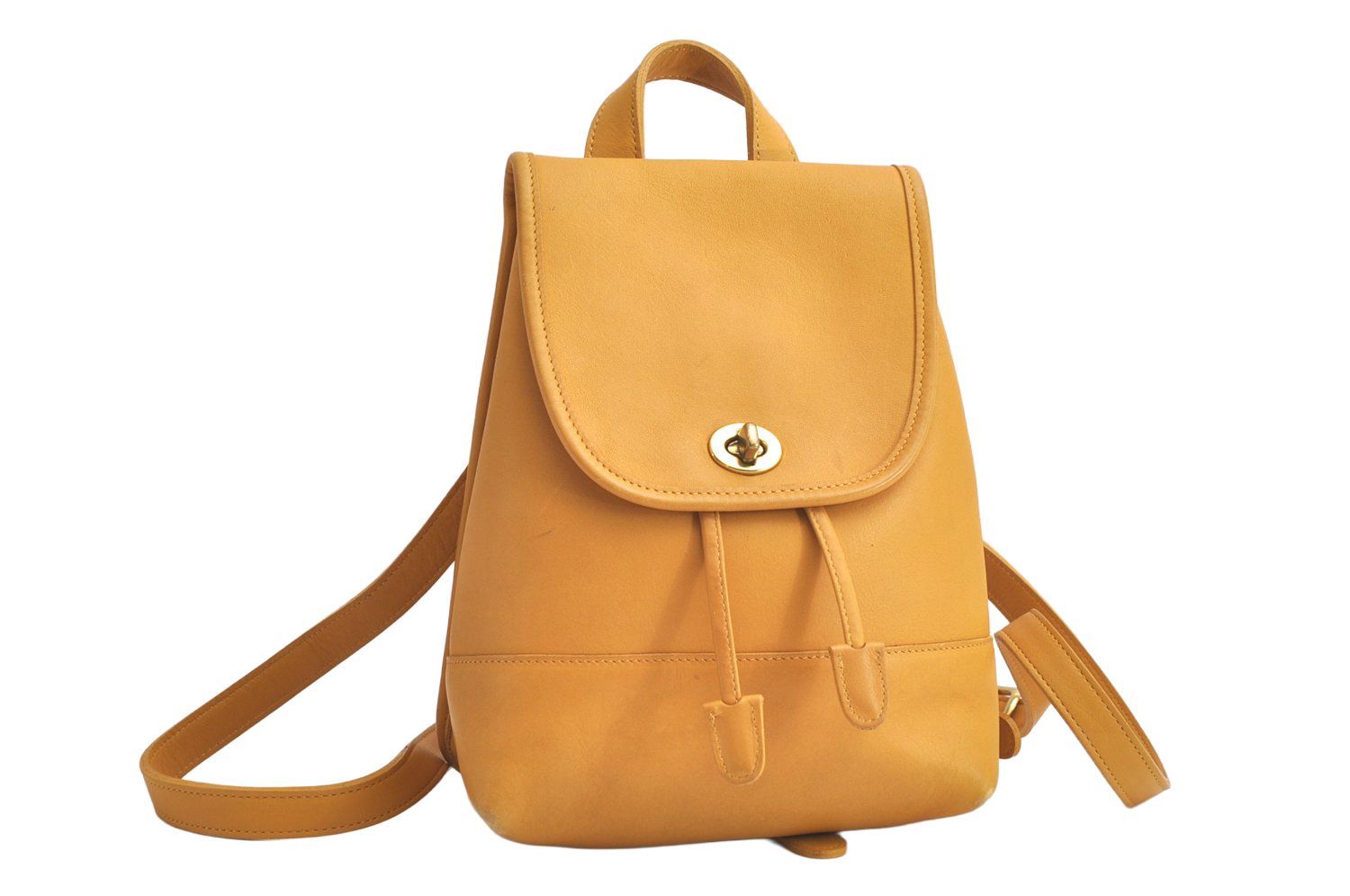 COACH コーチ ヴィンテージ 巾着型 バックパック 財布 レザー 9960 イエロー 4090N