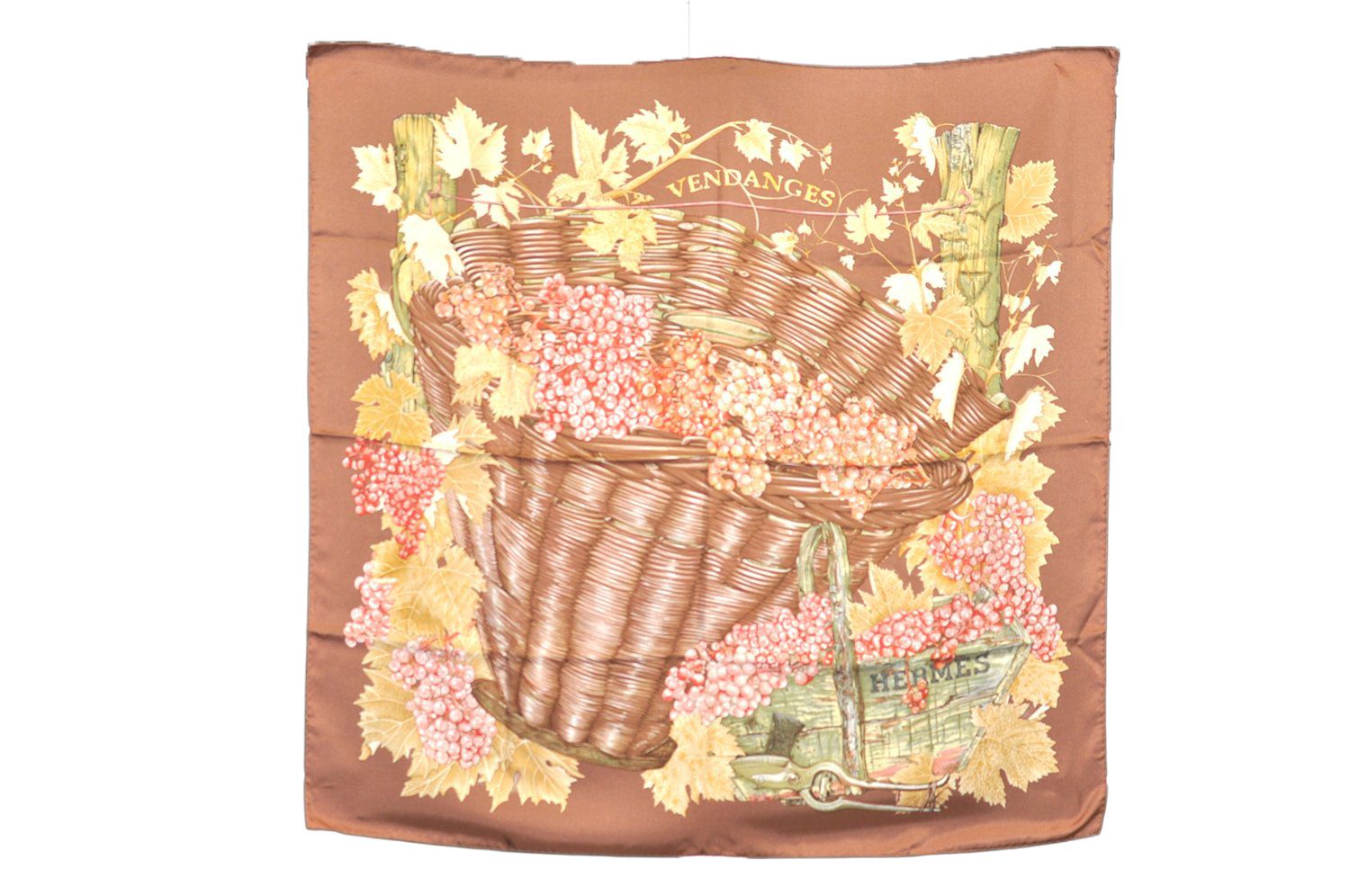 HERMES エルメス カレ 90 スカーフ シルク ブラウン 4092 N