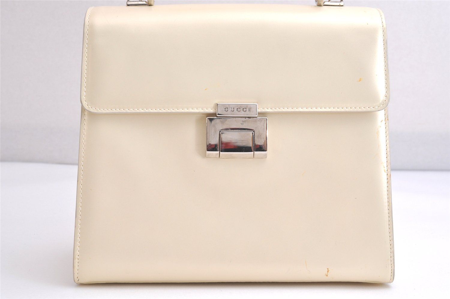 GUCCI グッチ ヴィンテージ 2Way ショルダーハンドバッグ 財布 レザー ホワイト ジャンク 4095N