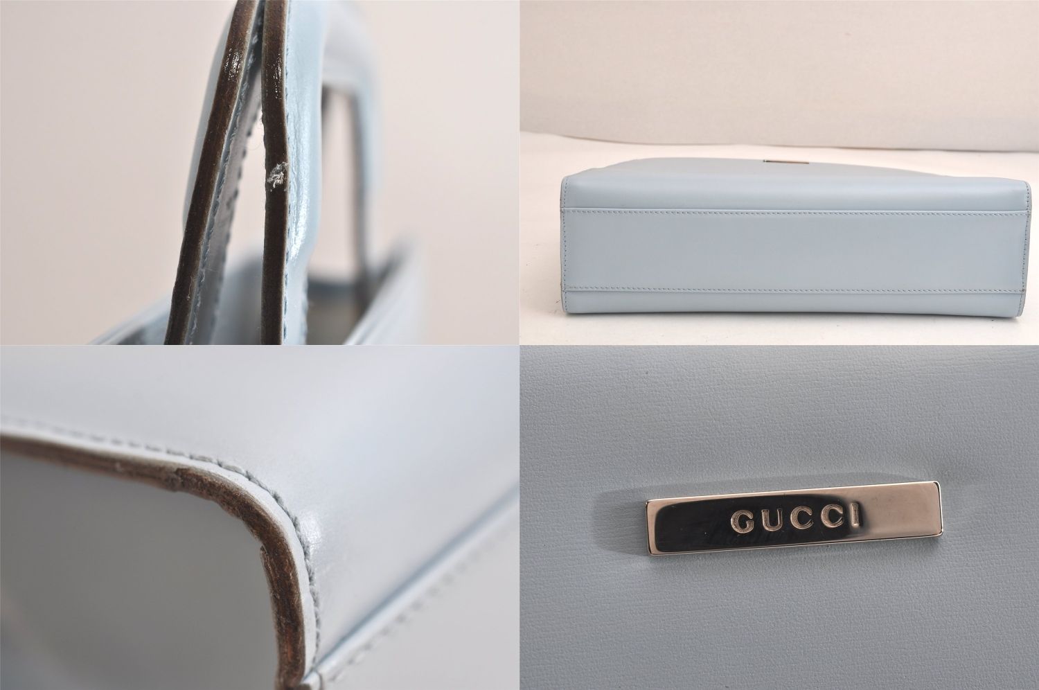GUCCI グッチ ツーインワン ショルダーハンドバッグ ビニール レザー クリア 水色 ジャンク 4101N DECORATOM_COM_BR