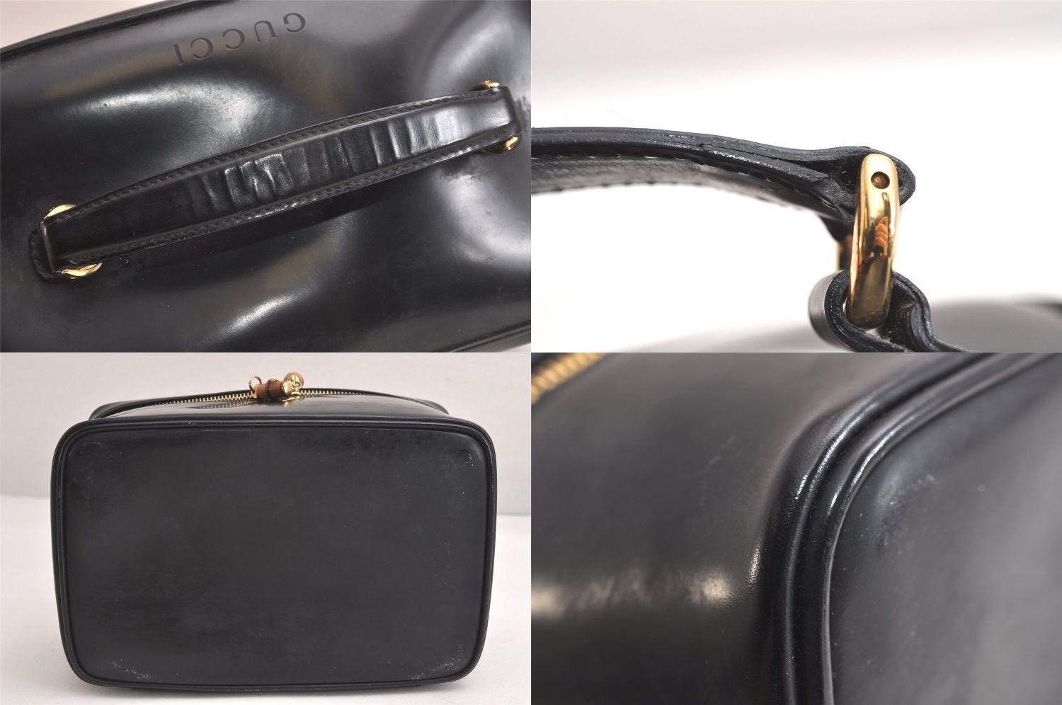 GUCCI グッチ ヴィンテージ バンブー バニティ バッグ 財布 エナメル 0321956 ブラック ジャンク 4118N DECORATOM_COM_BR