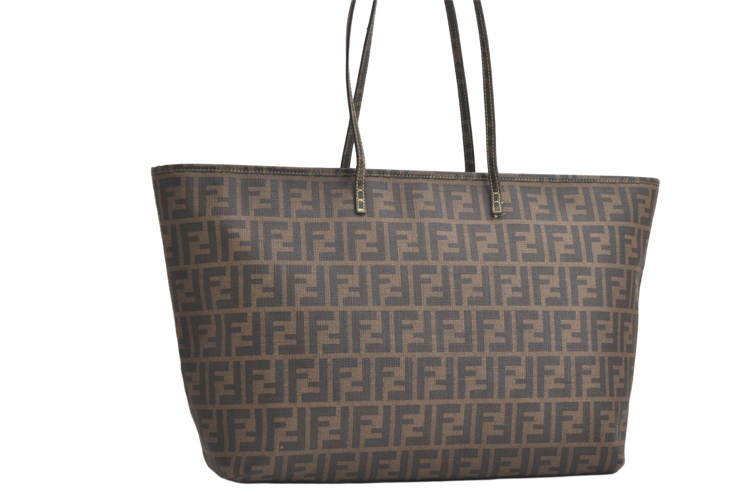 FENDI フェンディ ヴィンテージ ズッカ柄 ショルダートートバッグ ピーブイシー ブラウン 4124N