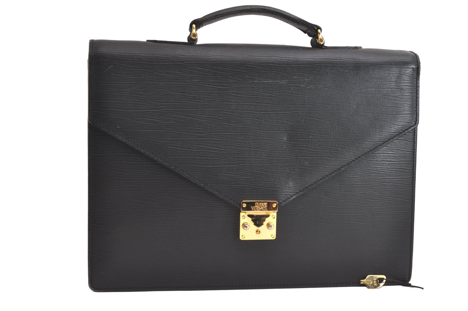 Gianni Versace ジャンニヴェルサーチェ ヴィンテージ ブリーフケース ビジネスバッグ レザー ブラック 4139N