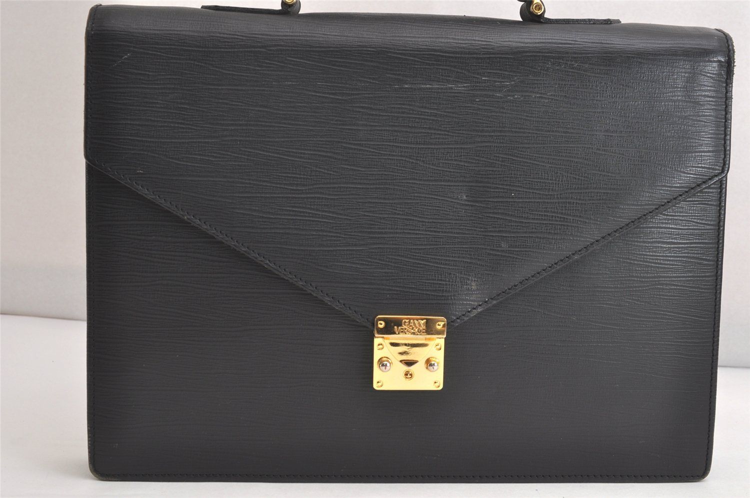 Gianni Versace ジャンニヴェルサーチェ ヴィンテージ ブリーフケース ビジネスバッグ レザー ブラック 4139N