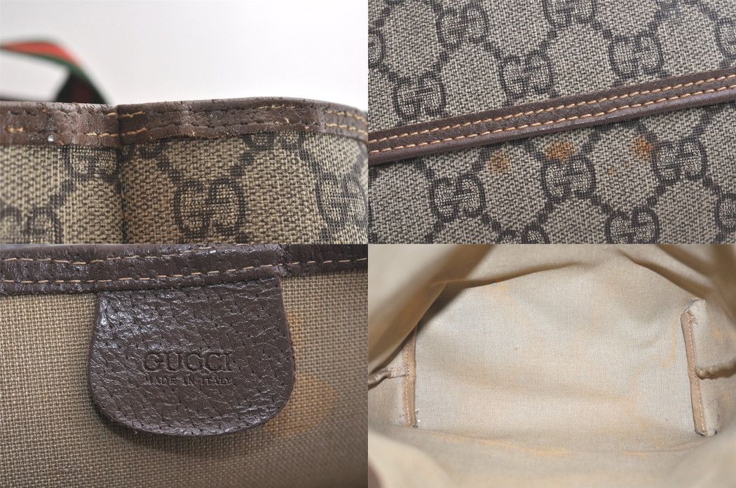 GUCCI グッチ ウェブ シェリーライン ショルダートートバッグ GGピーブイシー レザー ブラウン 4167N DECORATOM_COM_BR