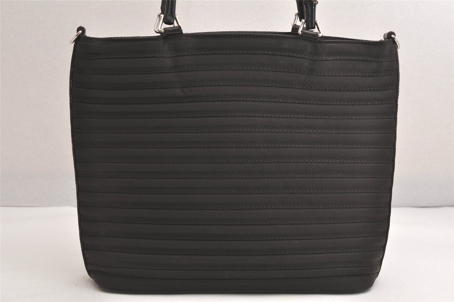 GUCCI グッチ ヴィンテージ バンブー 2Way ショルダーハンドバッグ ナイロン レザー ブラウン 4168N