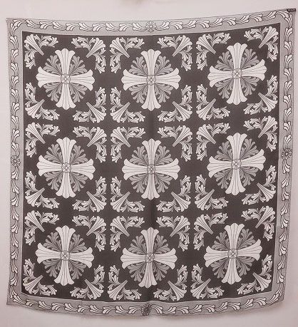 クロムハーツ CHROME HEARTS SILK SCARF CH PLUS シルク スカーフ CHプラス 総柄 ブラック ブランド古着ベクトル AA ▲ 251107
