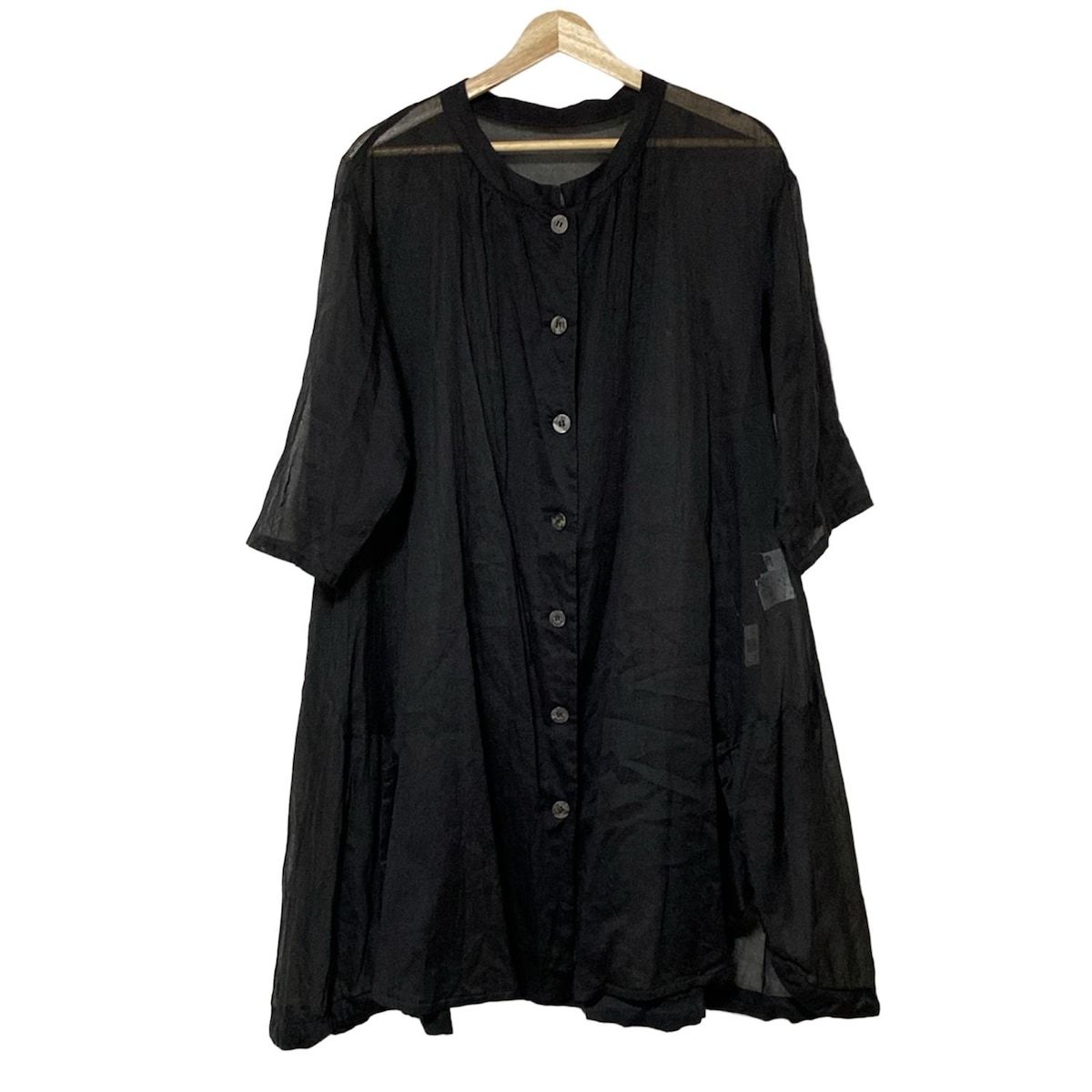 慈雨 ジウ|センソユニコ 七分袖シャツブラウス サイズ40 M レディース - 黒 シースルー