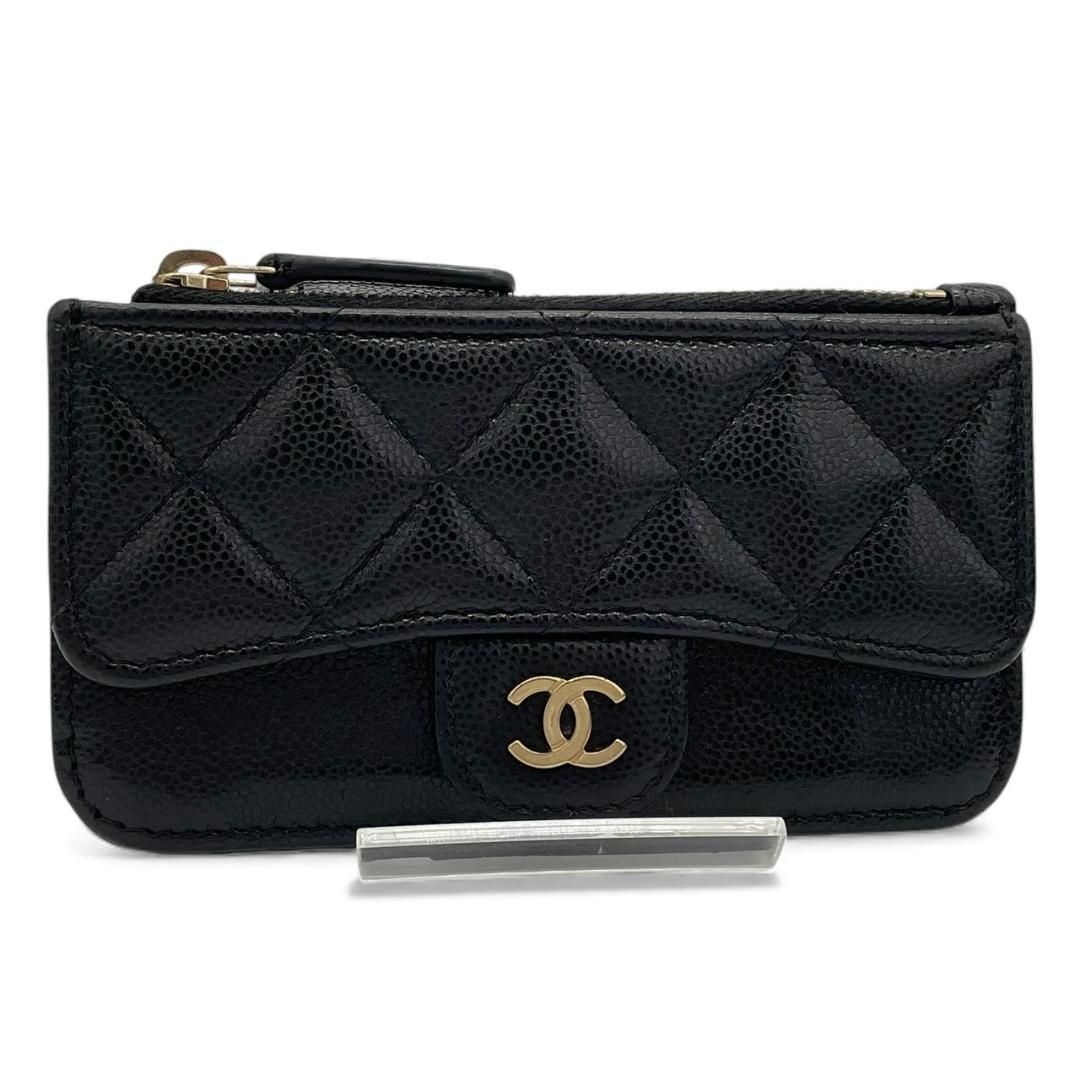 シャネル CHANEL クラシック フラグメントケース コインカードケース 小銭入れ キャビアスキン マトラッセ ココマーク 最新現行シリアルシール