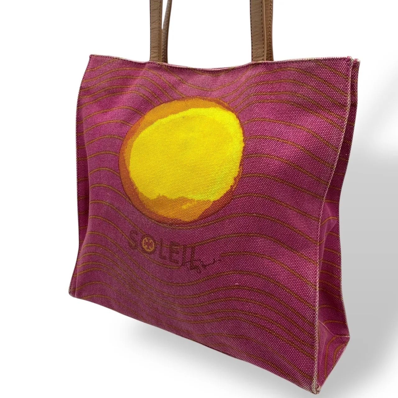 A4収納可 TORY BURCH トリーバーチ トートバッグ キャンバス レザー SOLEIL 月 ムーン 夕日 紫 パープル