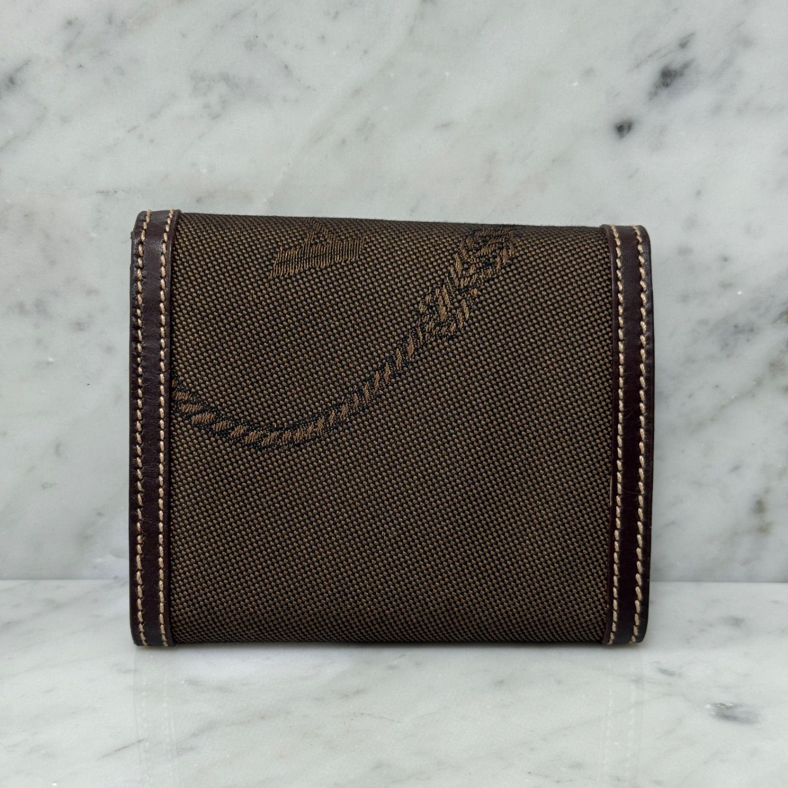 PRADA プラダ 三つ折財布 キャンバス ロゴ レザー コンパクト