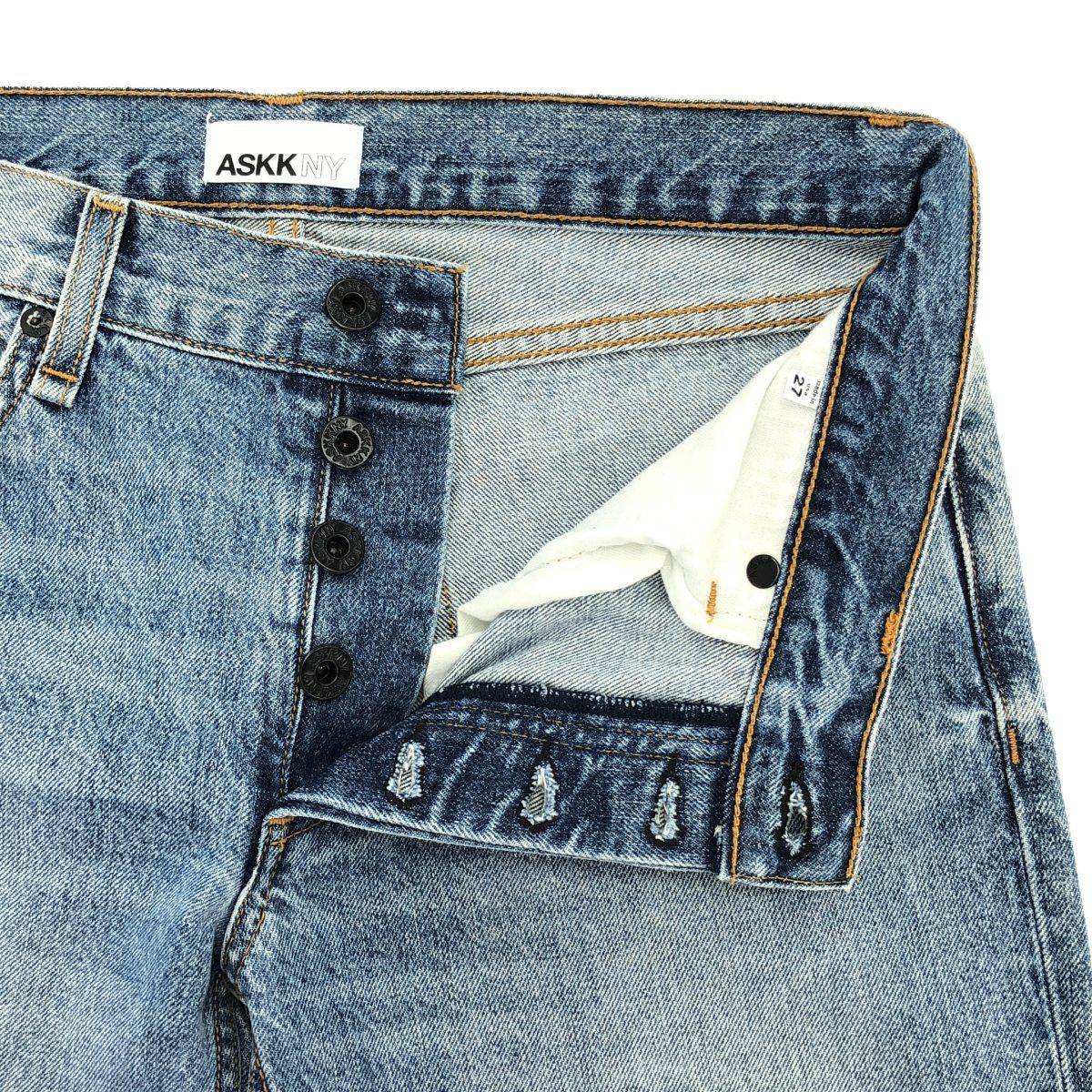 ASKK NY エーエスケーケーエヌワイ 23AW CROPPED DENIM ダメージ加工カットオフデニムパンツ 23030570003230 インディゴ 27 DECORATOM_COM_BR