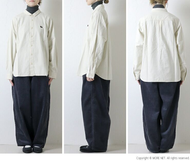  ナチュラルランドリー NATURAL LAUNDRY フランネルデイリー刺繍シャツ 7255 T-002 長袖 レギュラー ワンポイント レディース 2025秋冬 長袖 シャツ ブラウス