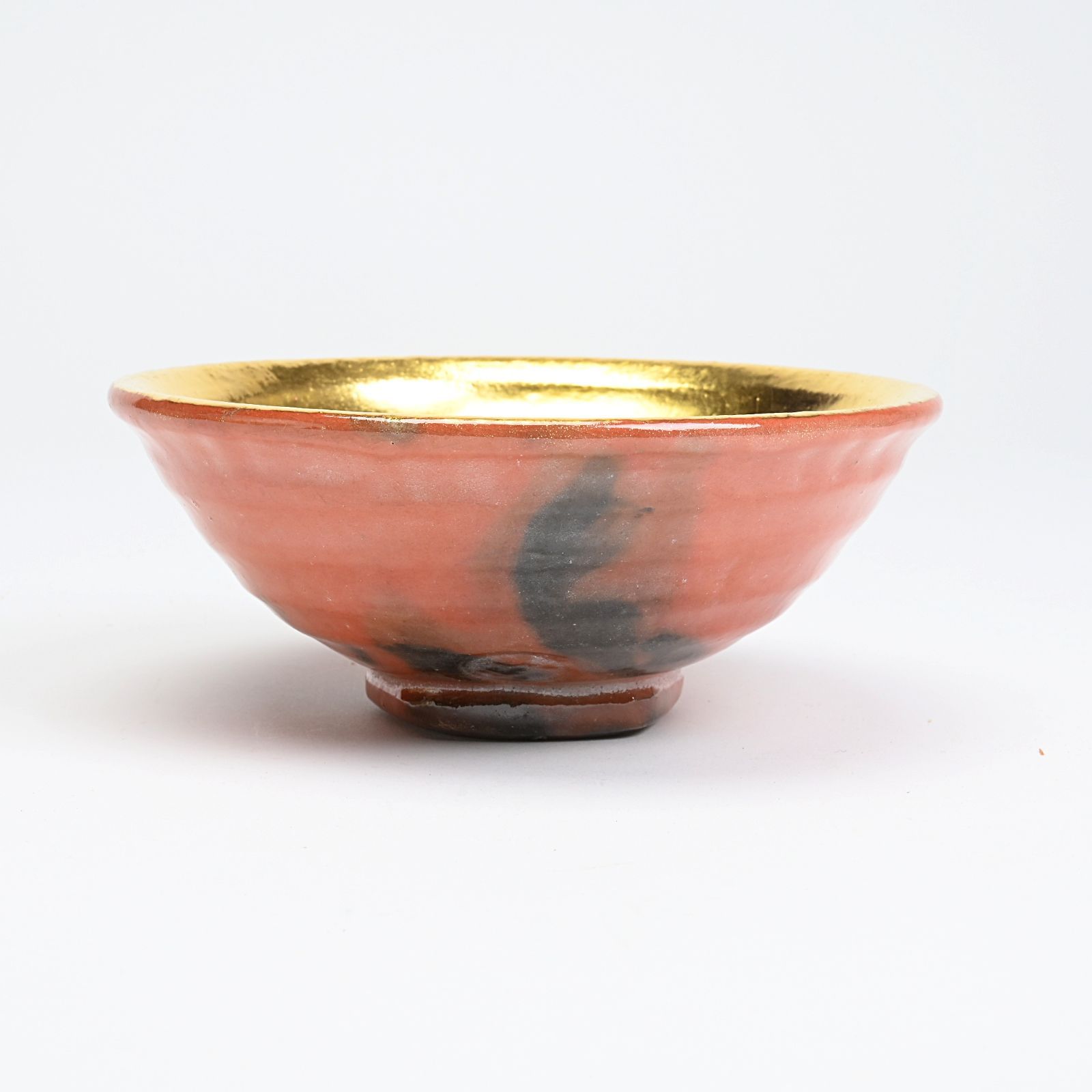 川崎和楽 造 節約 嶋台茶碗 共箱 茶道具 川崎和楽造 赤楽嶋台茶碗 共箱