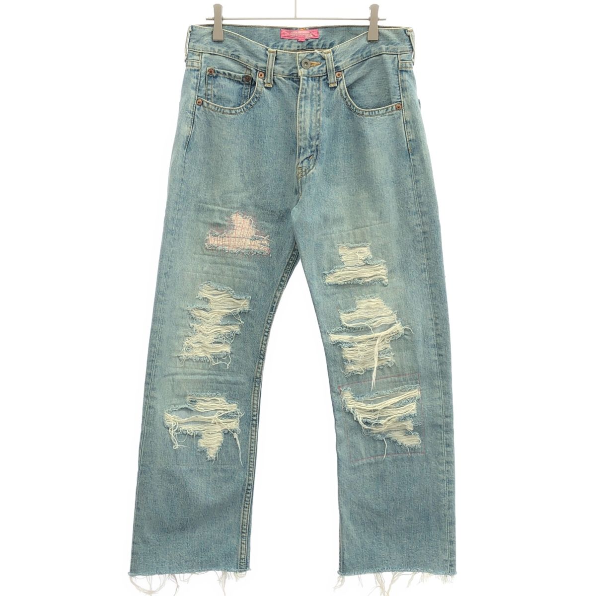 JUNYA WATANABE COMME des GARCONS MAN PINK ジュンヤワタナベ コムデギャルソンマン ピンク 2004AW クラッシュ加工デニムパンツ UN-P019 インディゴ S