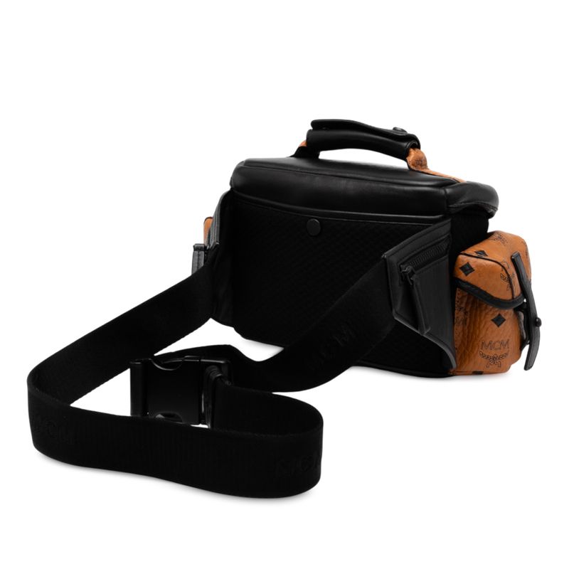 エム シー エム ヴィセトス ロゴグラム ウエストバッグ ベルトバッグ ブラウン ブラック PVC レザー メンズ MCM 1-0236518