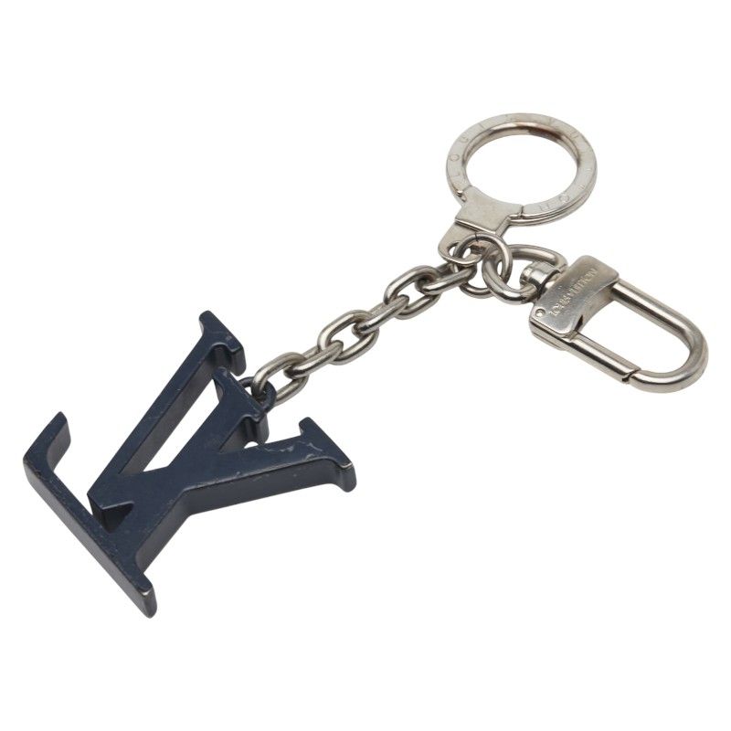 ルイ ヴィトン ポルトクレ イニシャルキーホルダー チャーム バッグチャーム M66839 シルバー ネイビー メタル レディース LOUIS VUITTON 1-0241156