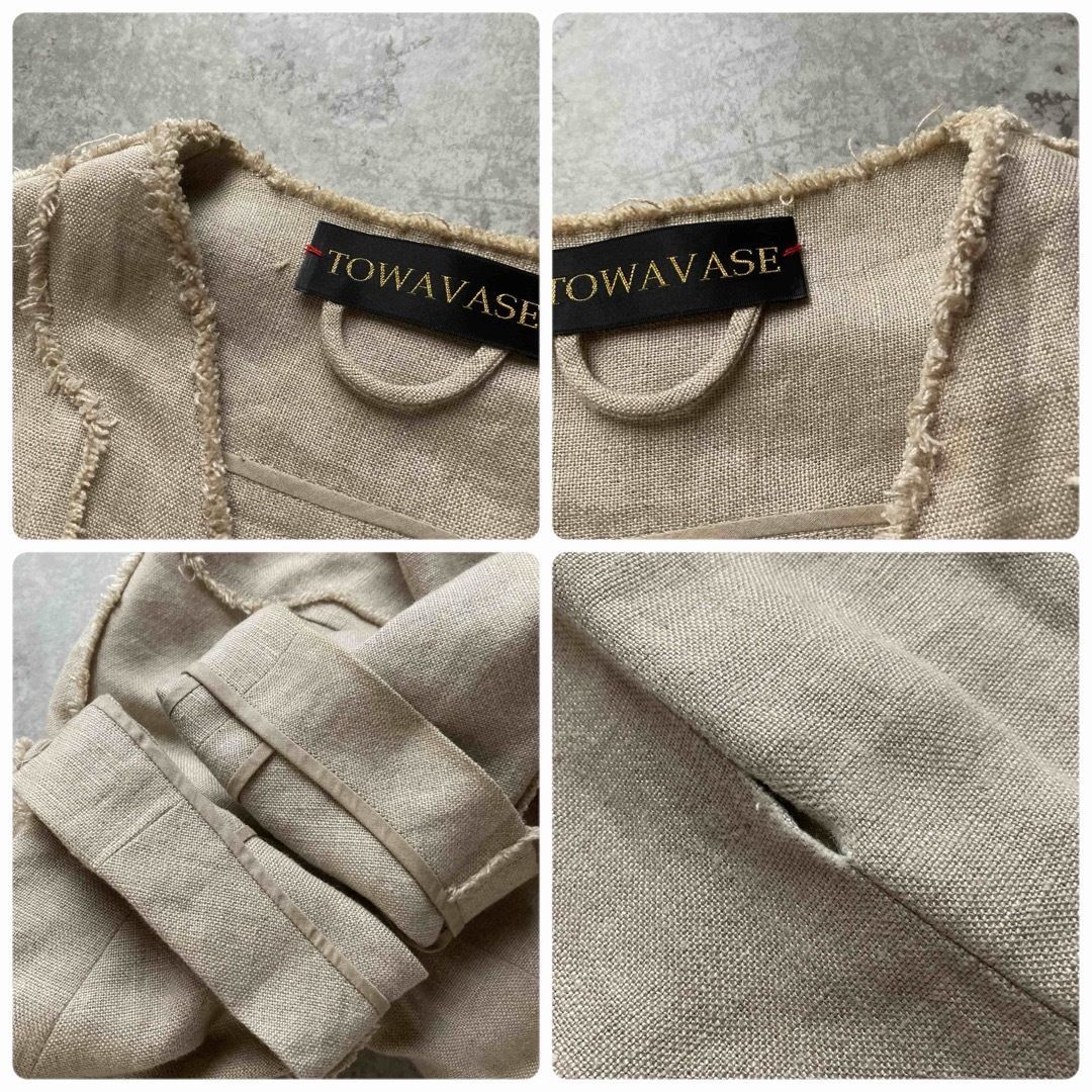 TOWAVASE トワヴァーズ リネンコート カラーレス ベージュ キナリ