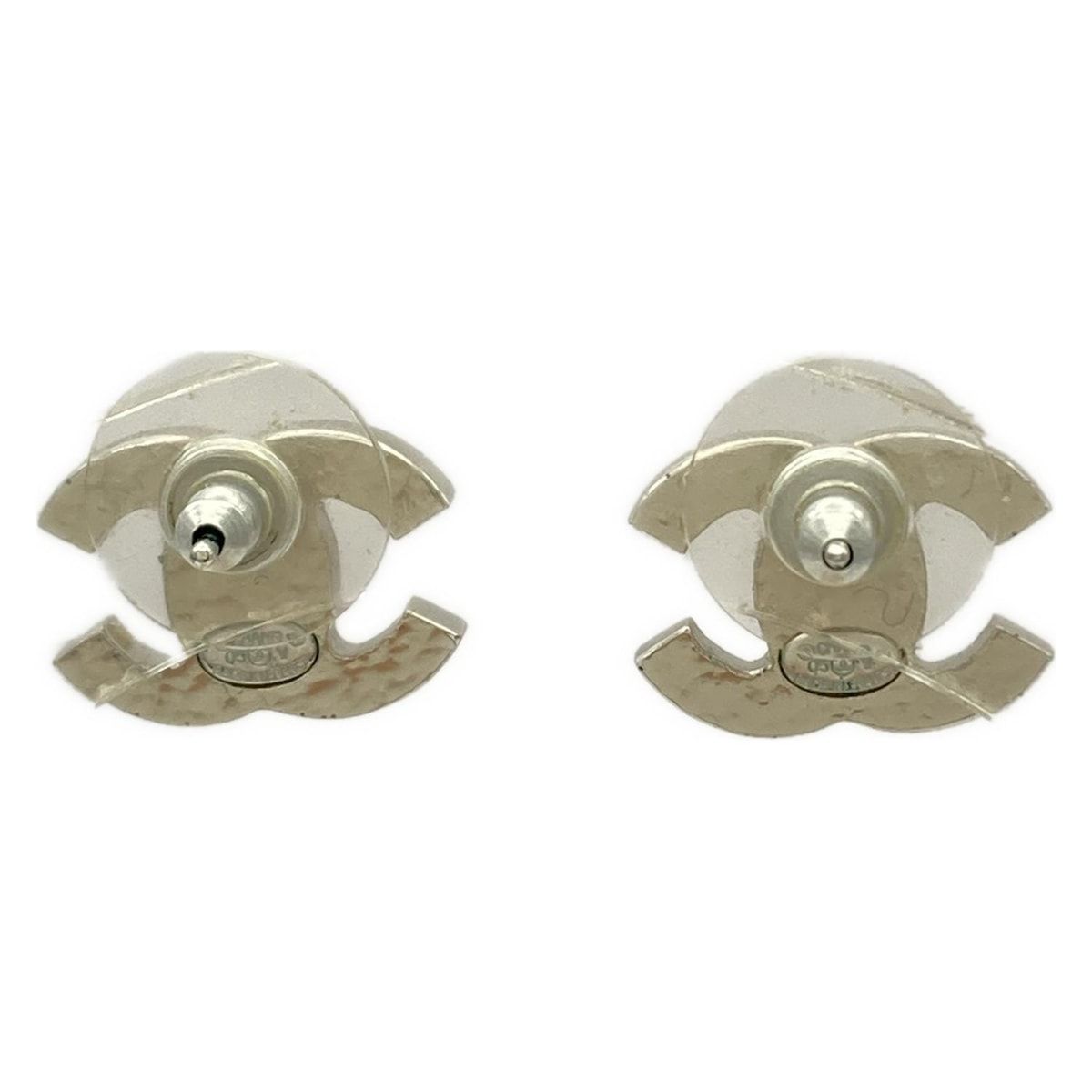 CHANEL シャネル ピアス ココマーク シルバー×アイボリー