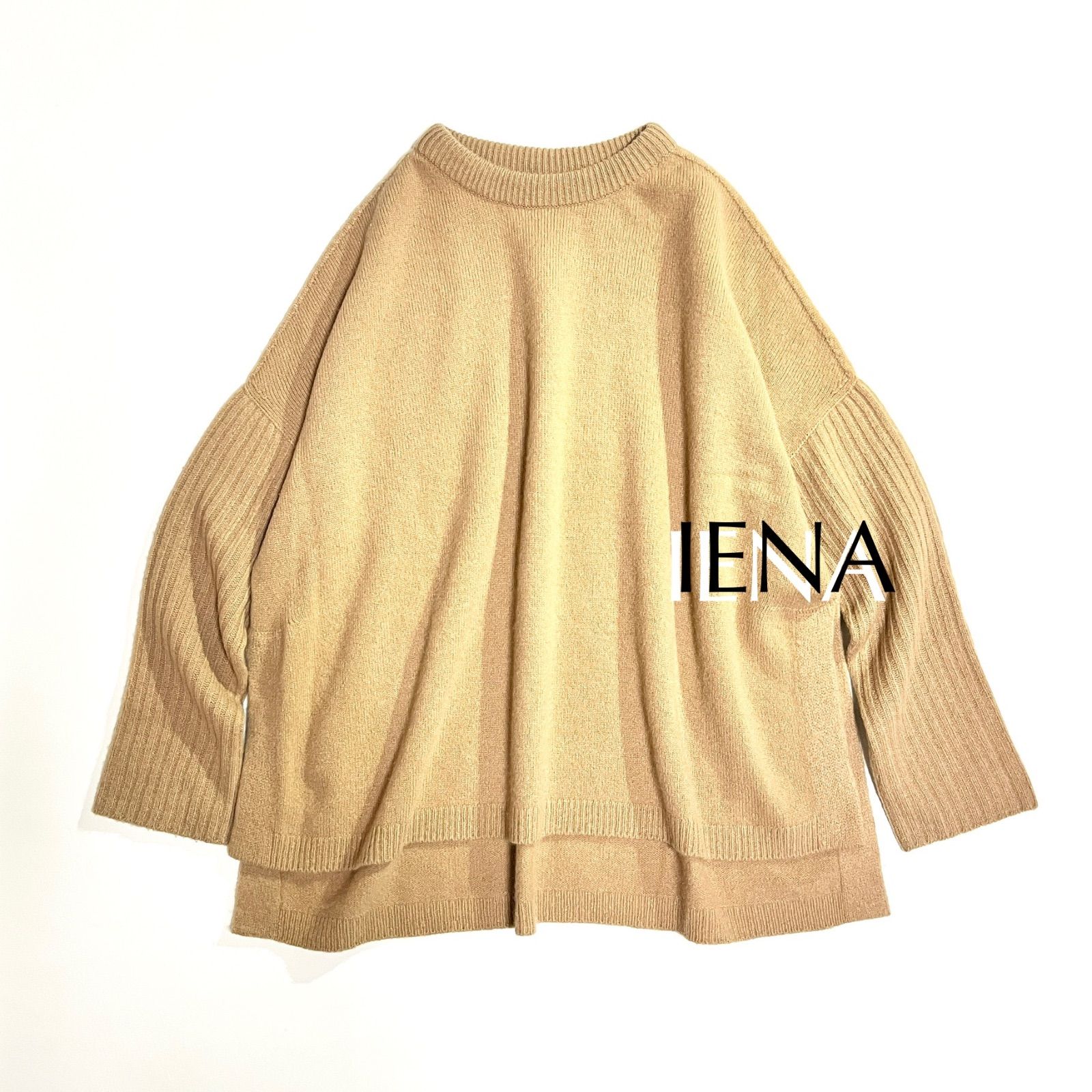 cj23 IENA ウール カシミヤ 脇スリット クルーネック プルオーバー カシミヤ　毛　ニット　セーター　イエナ　ゆったり　定価18,700円 cj23 IENA ウール カシミヤ 脇スリット クルーネック プルオーバー
