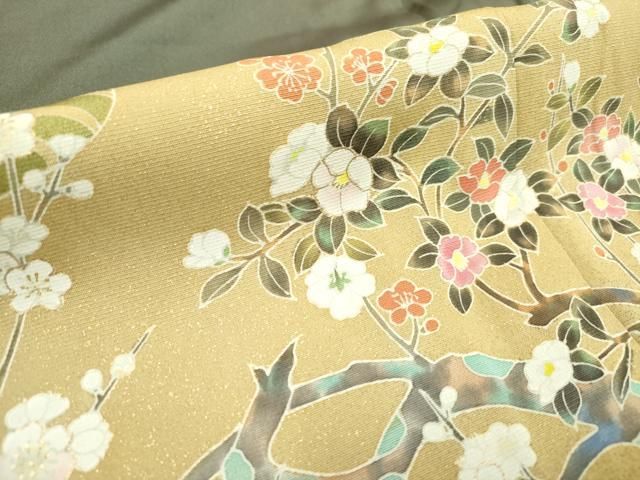 平和屋着物□訪問着 作家物 流水秋草文 枝花文 金彩 正絹 逸品