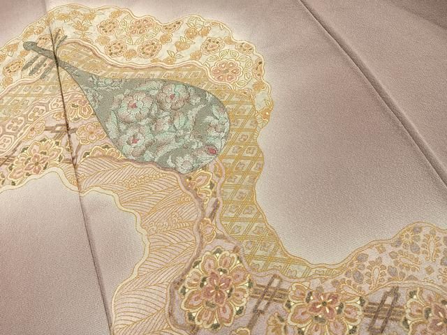 平和屋着物□訪問着 楽器草花文 暈し染め 金銀彩 正絹 逸品 AABC5934mf