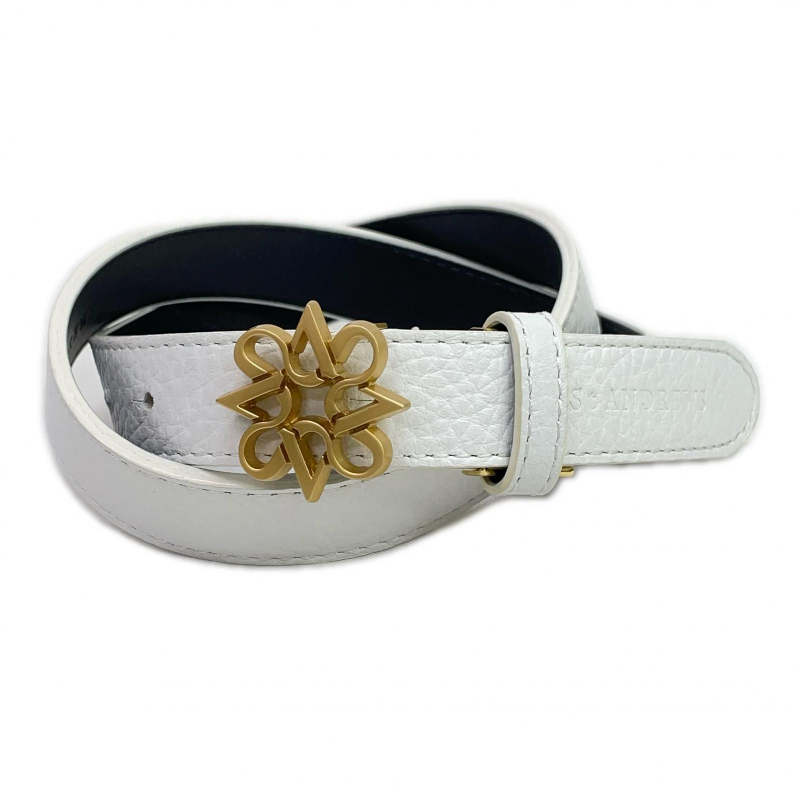 セントアンドリュース StANDREWS ベルト ホワイト 細ベルト シンプル 型押し