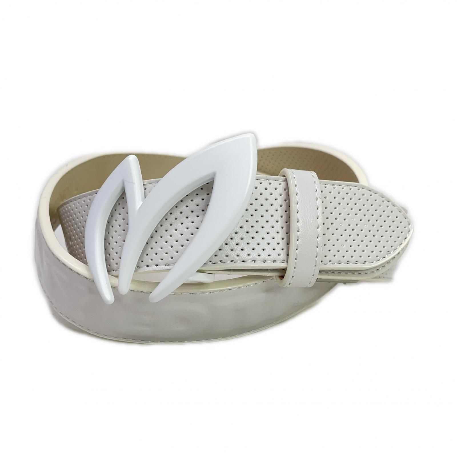 マスターバニーエディション MASTER BUNNY EDITION ベルト 白 ロゴバックル パンチングドット 型押しロゴ