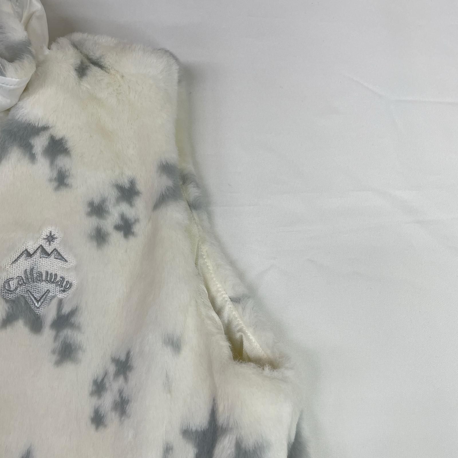 ファーセットアップ星柄Callawayジャケット＆スカートセット 中古 レディース キャロウェイ Callaway セットアップ M 白 ホワイト