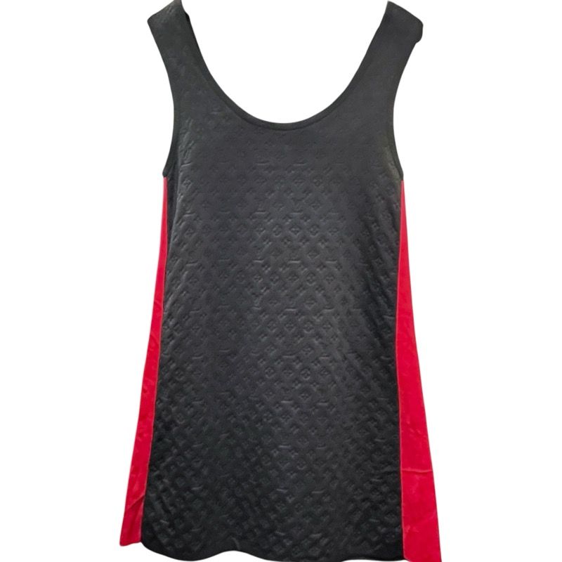 ルイ ヴィトン LOUIS VUITTON モノグラム柄ノースリーブワンピース FMKD 83 ブラック シルク レディース ワンピース