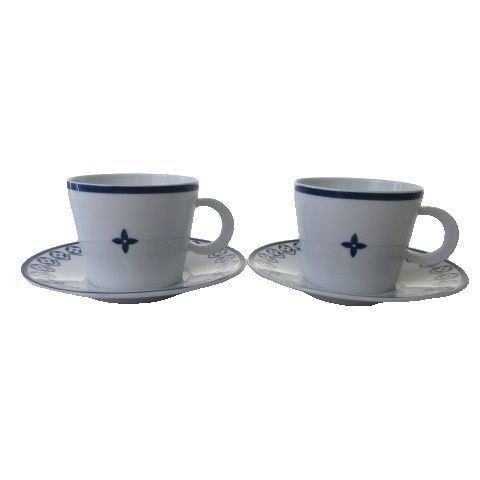 ルイヴィトン LOUIS VUITTON Set Of 2 Teacups And Saucers カップ＆ソーサー 2客セット モノグラム ホワイト ネイビー