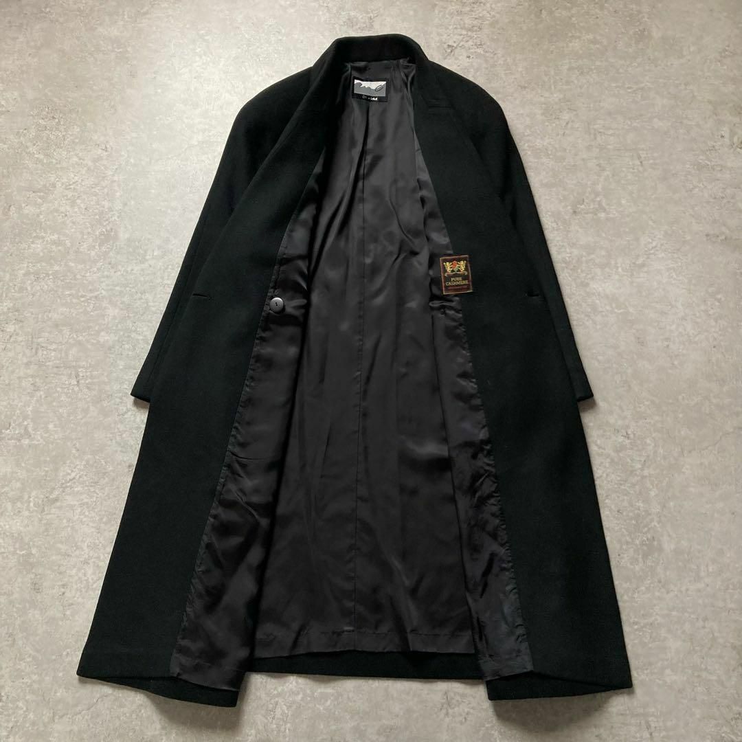 ピュアカシミヤ ダブルブレストチェスターコート イタリア製生地 黒 ブラック 冠婚葬祭 フォーマルにも◎ GULLKHAN_COM