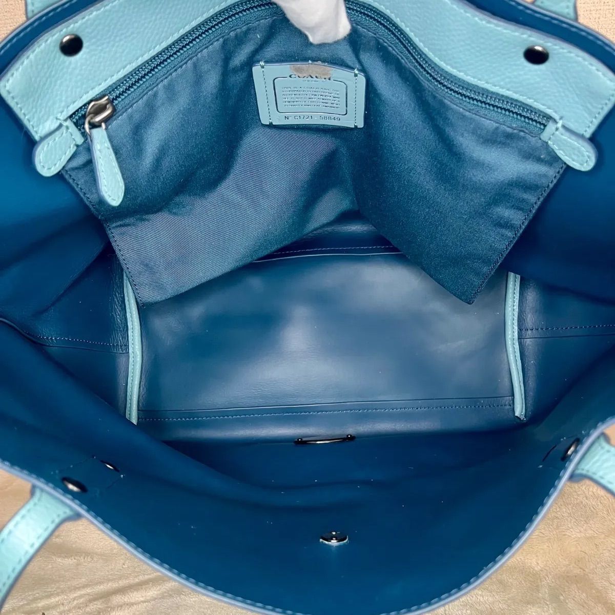 COACH トートバッグ 水色 ブルー マーケット 58849 コーチ - メルカリ