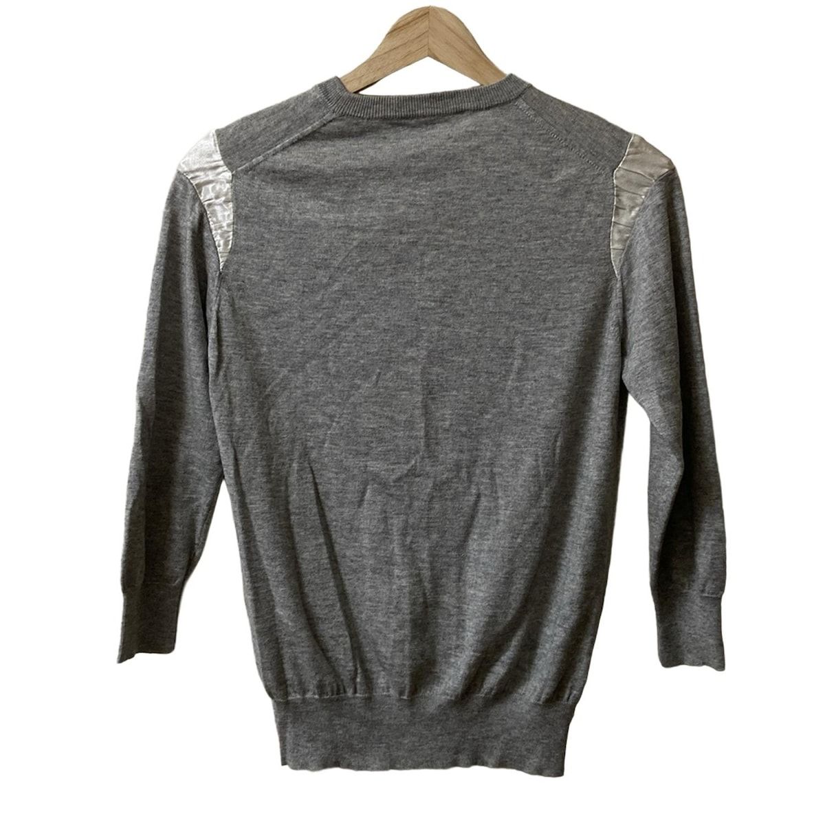 TOGA トーガ 七分袖セーター サイズM レディース - グレー×白 クルーネック シルク カシミヤ ARCHIVES