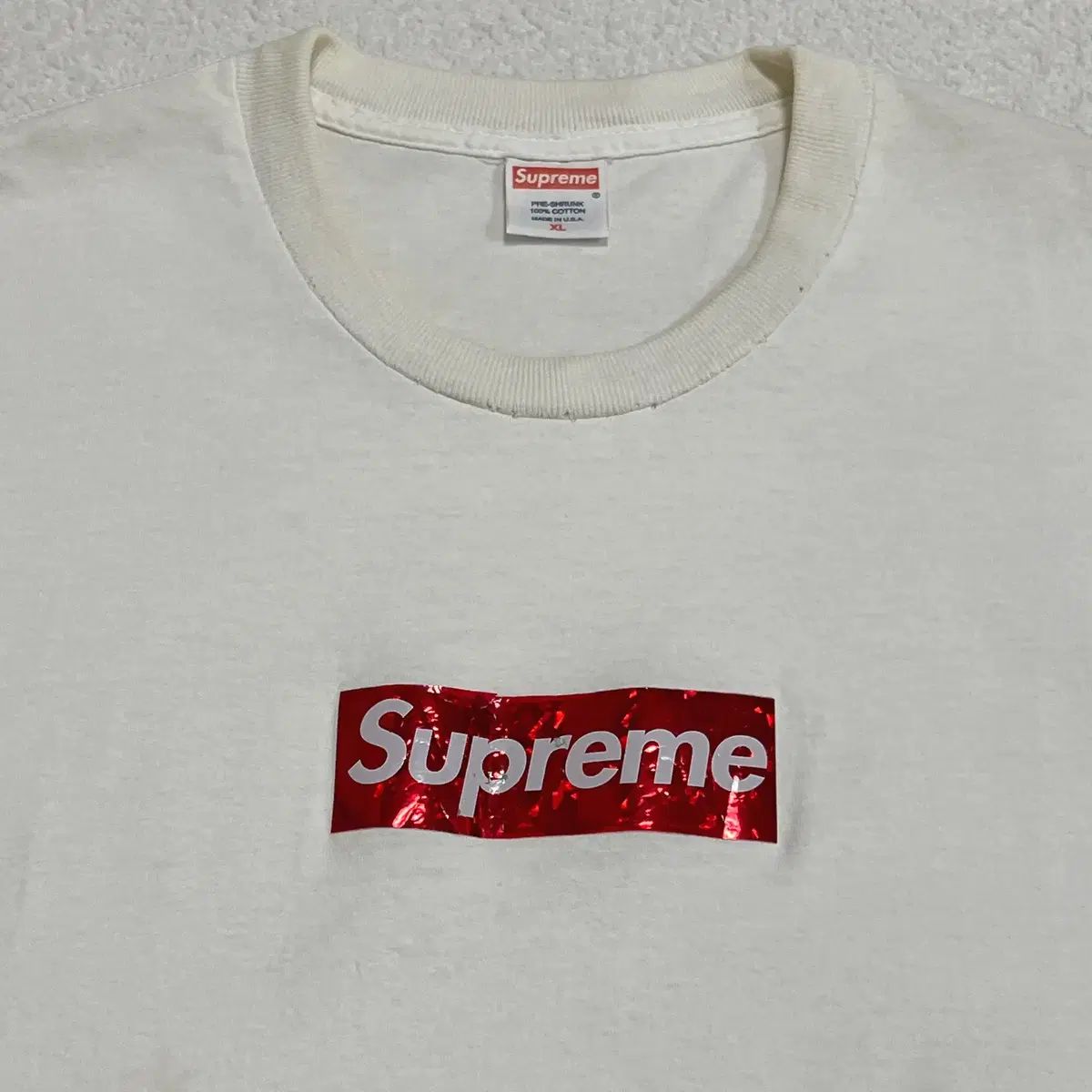 XL Supreme 2006 ホログラフィック ボックスロゴ Tシャツ 紅白