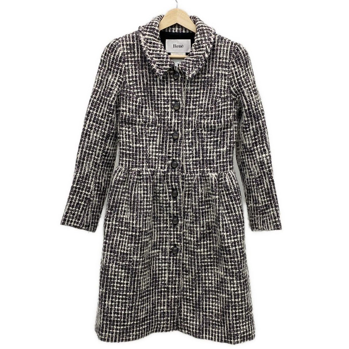 Rene(ルネ) コート サイズ34 S レディース美品 - 黒×白×ライトパープル