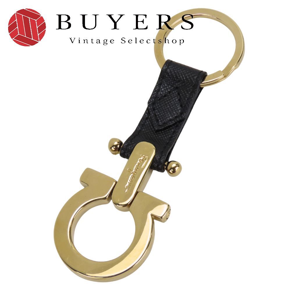中古 サルヴァトーレフェラガモ キーリング 22-4063 ガンチーニ メタル レザー ブラック ゴールド金具 アクセサリー 小物 レディース 女性 Salvatore Ferragamo 中古】 サルヴァトーレフェラガモ キーリング 22-4063 ガンチーニ